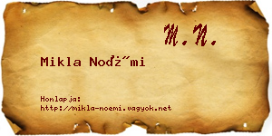 Mikla Noémi névjegykártya